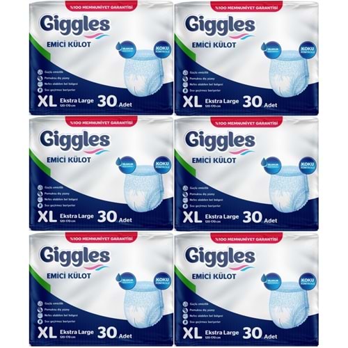 Giggles Yetişkin Bezi Emici Külot Ekstra Büyük (XL) 180 Adet (6PK*30)