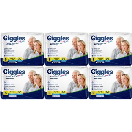 Giggles Yetişkin Bezi Bel Bantlı Tekstil Yüzey Küçük - Small (S) 180 Adet (6PK*30)