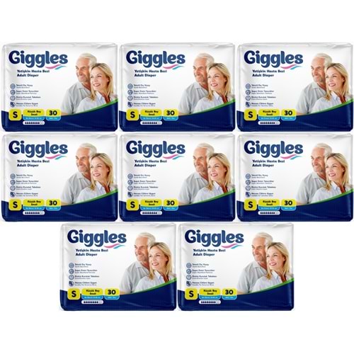 Giggles Yetişkin Bezi Bel Bantlı Tekstil Yüzey Küçük - Small (S) 240 Adet (8PK*30)