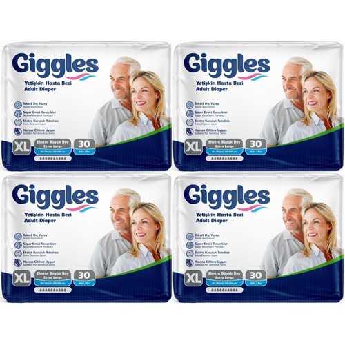 Giggles Yetişkin Bezi Bel Bantlı Tekstil Yüzey Ekstra Büyük (XL) 120 Adet (4PK*30)