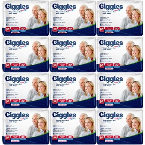 Giggles Yetişkin Bezi Bel Bantlı Tekstil Yüzey Orta - Medium (M) 360 Adet (12PK*30)