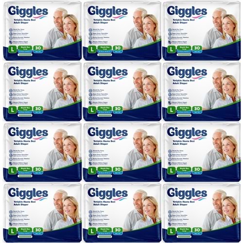 Giggles Yetişkin Bezi Bel Bantlı Tekstil Yüzey Büyük - Large (L) 360 Adet (12PK*30)