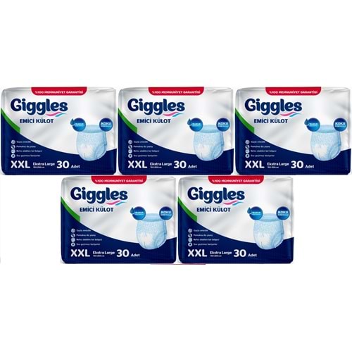 Giggles Yetişkin Bezi Emici Külot Ekstra Büyük (XXL) (Bel Ölçüsü 150 - 200 CM) 150 Adet