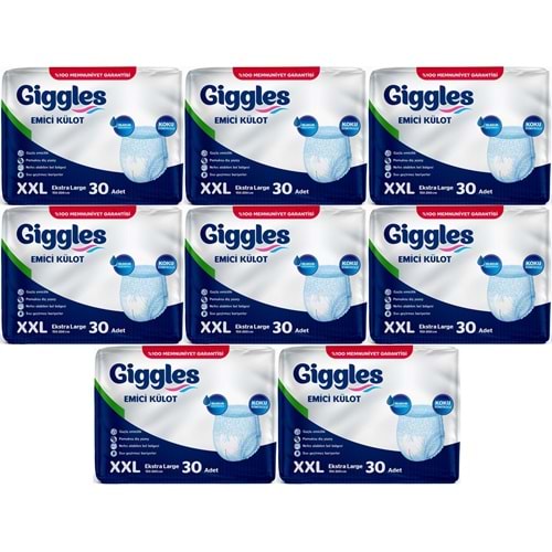 Giggles Yetişkin Bezi Emici Külot Ekstra Büyük (XXL) (Bel Ölçüsü 150 - 200 CM) 240 Adet