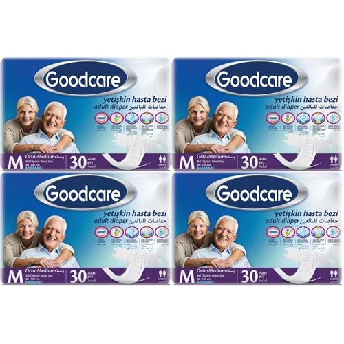 Goodcare Yetişkin Bezi Bel Bantlı Tekstil Yüzey M Medium - Orta 120 Adet (4PK*30)