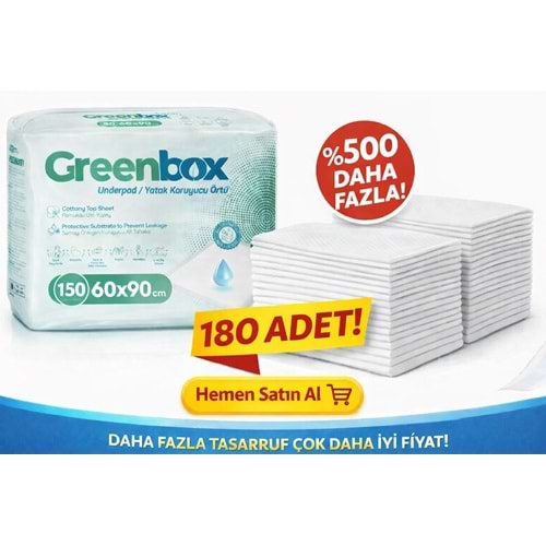 Greenbox Yetişkin Yatak Koruyucu Alt Açma Örtü 60x90 CM Adet 180 Adet