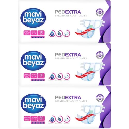 Mavi Beyaz Ped Ekstra Tekstil Yüzeyli Yetişkin Bel Bantlı Yetişkin Bezi Small Küçük 90 Adet
