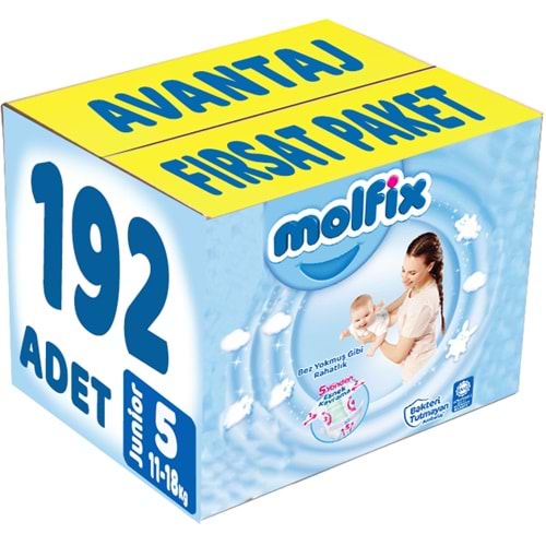 Molfix Bebek Bezi 5 Beden 11-18 KG Junior 192 Adet Avantaj Fırsat Pk