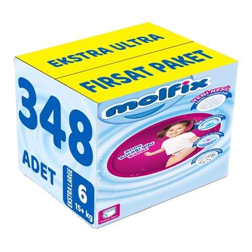 Molfix Külot Bebek Bezi 6 Beden 15+ KG Extra Large 348 Adet Ekstra Ultra Fırsat Pk