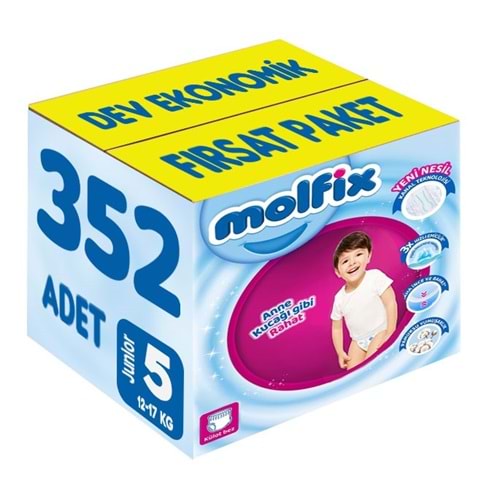 Molfix Külot Bebek Bezi 5 Beden 12-17 KG Junior 352 Adet Dev Ekonomik Fırsat Pk