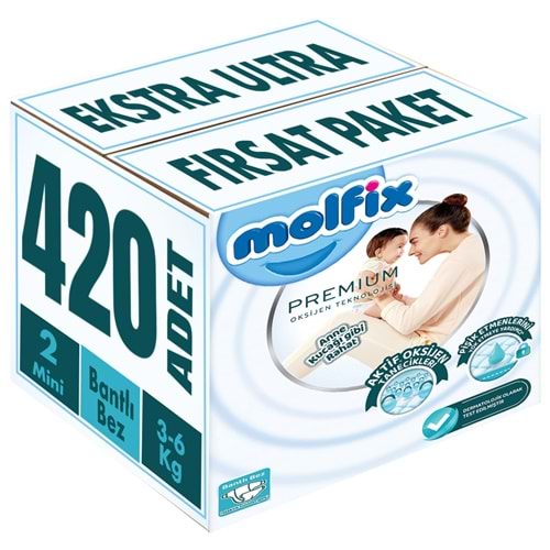 Molfix Premium Bebek Bezi 2 Beden 3-6 KG Mini 420 Adet Ekstra Ultra Fırsat Pk
