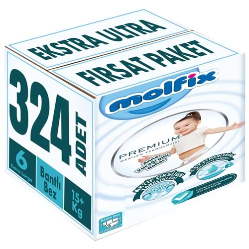 Molfix Premium Bebek Bezi 6 Beden 15+ KG Extra Large 324 Adet Ekstra Ultra Fırsat Pk