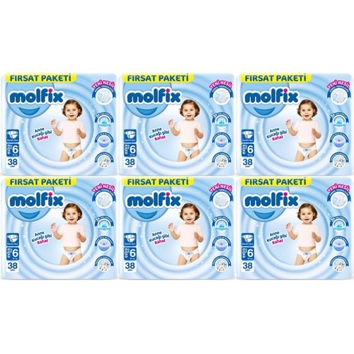 Molfix Bebek Bezi 6 Beden 15+ KG Extra Large 228 Adet Ekstra Fırsat Pk
