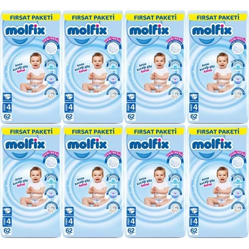Molfix Bebek Bezi 4 Beden 7-14 KG Maxi 496 Adet Dev Ekonomik Fırsat Pk