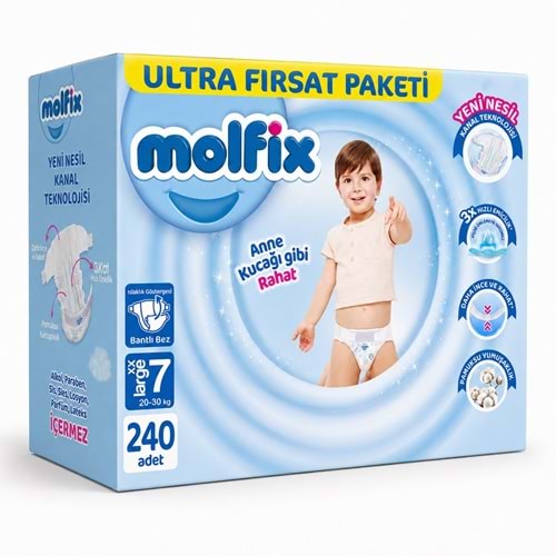Molfix Bebek Bezi 7 Beden 20-30 KG XX Large 240 Adet Ultra Mega Fırsat Pk
