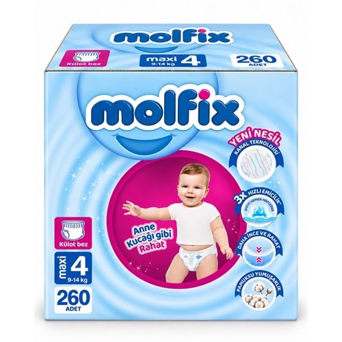 Molfix Külot Bebek Bezi 4 Beden 9-14 KG Maxi 260 Adet Mega Fırsat Pk