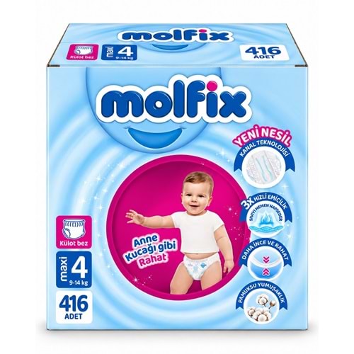 Molfix Külot Bebek Bezi 4 Beden 9-14 KG Maxi 416 Adet Dev Ekonomik Fırsat Pk