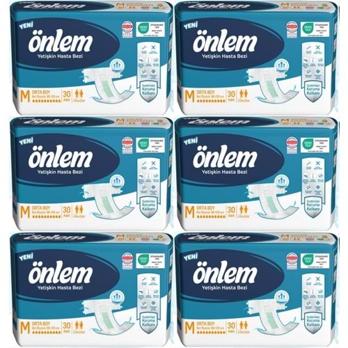 Önlem Yetişkin Bezi Bel Bantlı Tekstil Yüzey M - Medium - Orta 180 Adet (6PK*30)