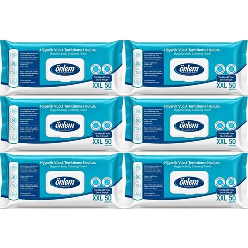 Önlem Hijyenik Vücut Temizleme Islak Mendil Havlu 300 Yaprak (Ebat XXL) (6PK*50)