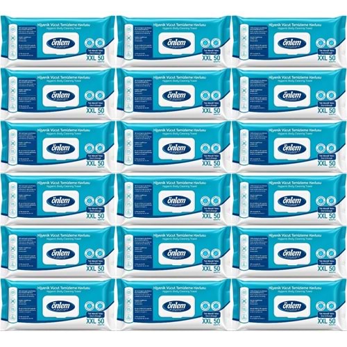 Önlem Hijyenik Vücut Temizleme Islak Mendil Havlu 900 Yaprak (Ebat XXL) (18PK*50)