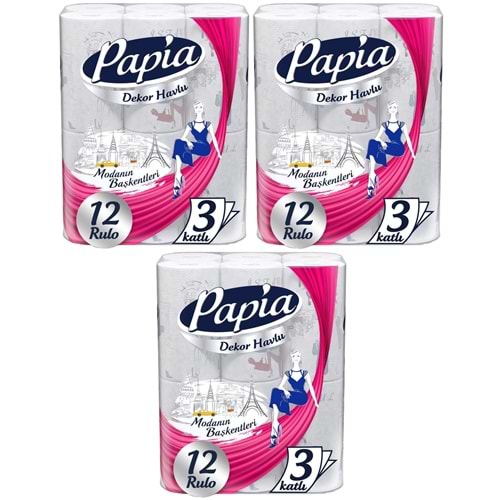 Papia Kağıt Havlu Decor (Modanon Başkentleri Desenli) 36 Lı Set (3PK*12)