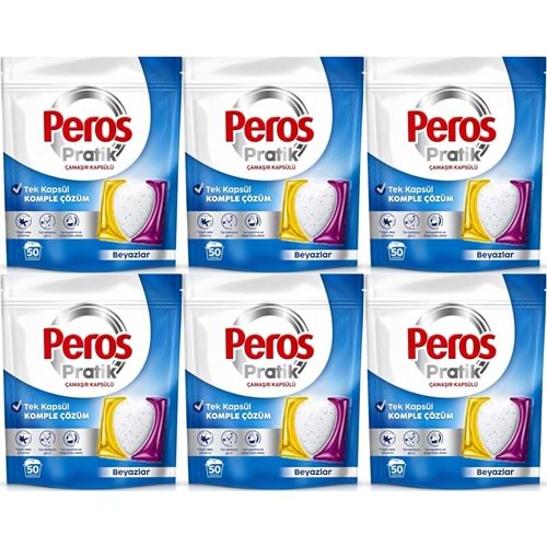 Peros Pratik Matik Çamaşır Deterjanı Kapsülü - Tableti 300 Adet Beyazlar (Avantaj Pk)