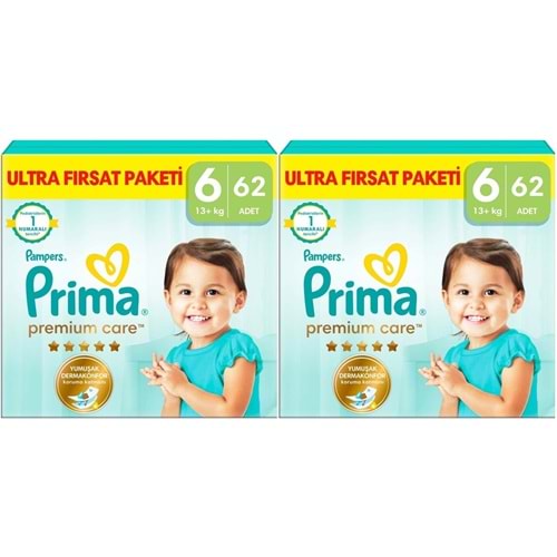 Prima Premium Care Bebek Bezi 6 Beden 13+ Extra Large 124 Adet MeGa Fırsat Pk