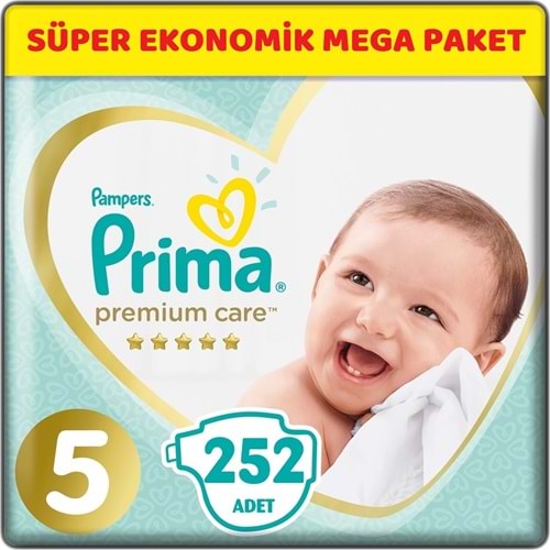 Prima Premium Care Bebek bezi 5 Beden 11-16 KG Junior 252 Adet Süper Ekonomik MeGa Pk