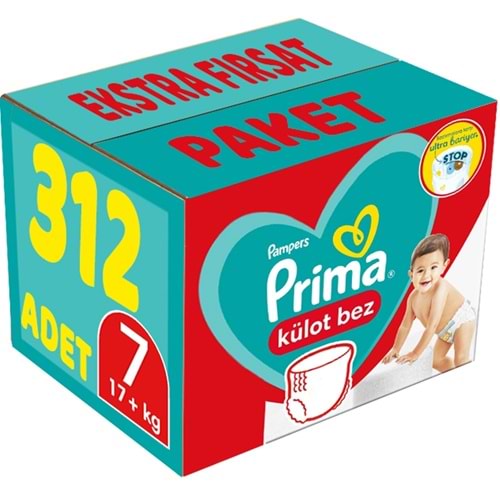 Prima Külot Bebek Bezi 7 Beden 17+ KG XXL 312 Adet Ekstra Fırsat Pk