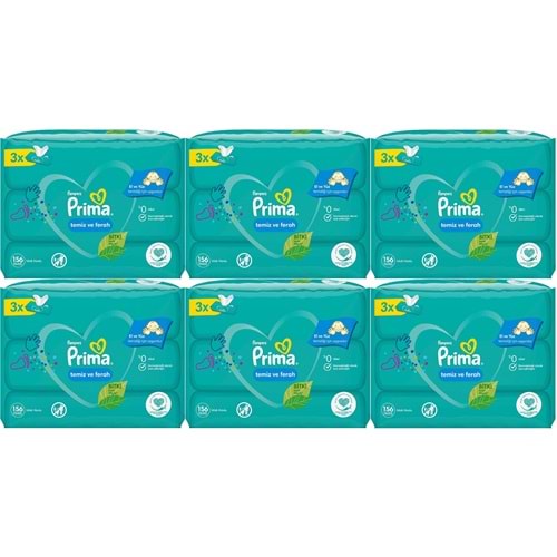Prima Islak Havlu Mendil Temiz ve Ferah (Bitki Bazlı) 18 Li Set (6PK*3) 936 Yaprak
