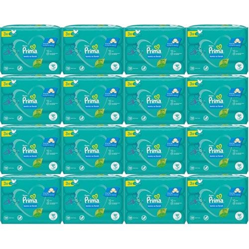 Prima Islak Havlu Mendil Temiz ve Ferah (Bitki Bazlı) 48 Li Set (16PK*3) 2496 Yaprak