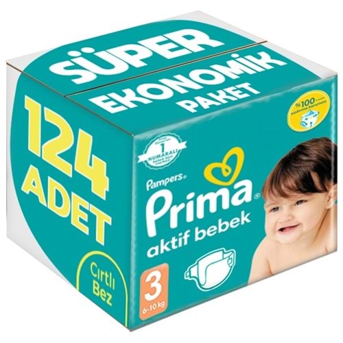 Prima Bebek Bezi 3 Beden 6-10 KG Midi 124 Adet Süper Ekonomik Pk