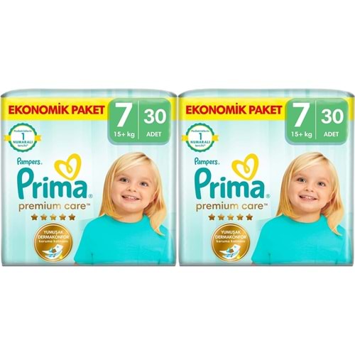 Prima Premium Care Bebek Bezi 7 Beden 15+ KG XXXLarge 60 Adet Süper Ekonomik Pk