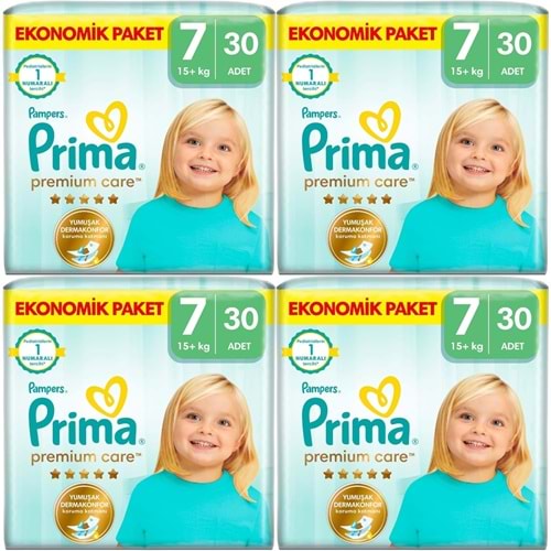 Prima Premium Care Bebek Bezi 7 Beden 15+ KG XXXLarge 120 Adet Süper Ekonomik Fırsat Pk