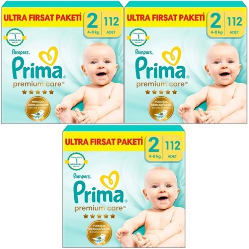 Prima Premium Care Bebek Bezi 2 Beden 4-8 KG Mini 336 Adet Aylık Ultra Fırsat Pk
