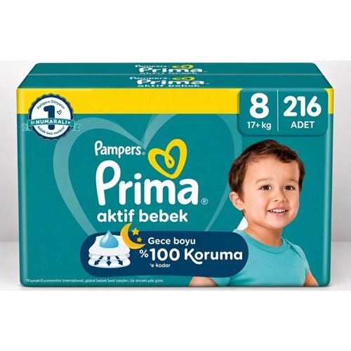 Prima Bebek Bezi 8 Beden 17+ KG XXX Large 216 Adet Süper Ultra Pk