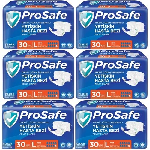 Prosafe Yetişkin Bezi Bel Bantlı Tekstil Yüzey L - Large - Büyük Boy 180 Adet