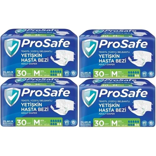 Prosafe Yetişkin Bezi Bel Bantlı Tekstil Yüzey M - Medium - Orta Boy 120 Adet (4PK*30)