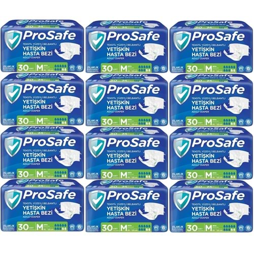 Prosafe Yetişkin Bezi Bel Bantlı Tekstil Yüzey M - Medium - Orta Boy 360 Adet (12PK*30)
