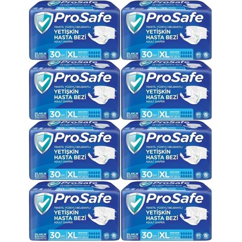 Prosafe Yetişkin Bezi Bel Bantlı Tekstil Yüzey XL-Extra Large Boy 240 Adet (8PK*30)