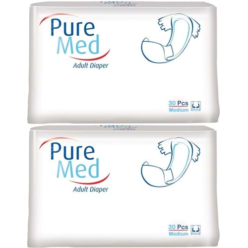 Puremed Yetişkin Bezi Bel Bantlı Tekstil Yüzey M - Orta - Medium 60 Adet (2PK*30)