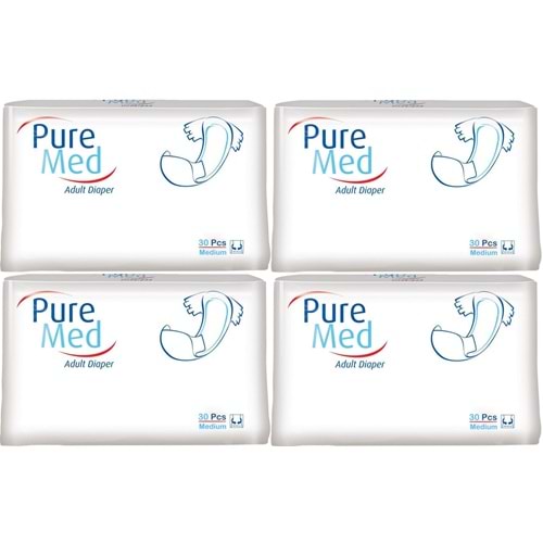 Puremed Yetişkin Bezi Bel Bantlı Tekstil Yüzey M - Orta - Medium 120 Adet (4PK*30)
