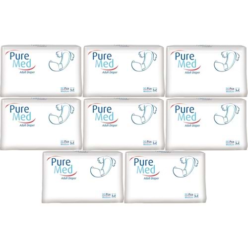 Puremed Yetişkin Bezi Bel Bantlı Tekstil Yüzey M - Orta - Medium 240 Adet (8PK*30)