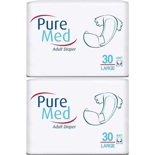 Puremed Yetişkin Bezi Bel Bantlı Tekstil Yüzey L - Büyük - Large 60 Adet (2PK*30)