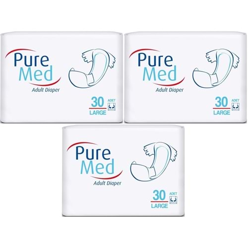 Puremed Yetişkin Bezi Bel Bantlı Tekstil Yüzey L - Büyük - Large 90 Adet (3PK*30)