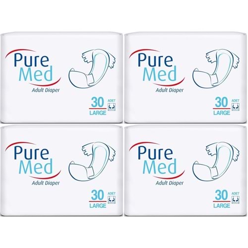 Puremed Yetişkin Bezi Bel Bantlı Tekstil Yüzey L - Büyük - Large 120 Adet (4PK*30)