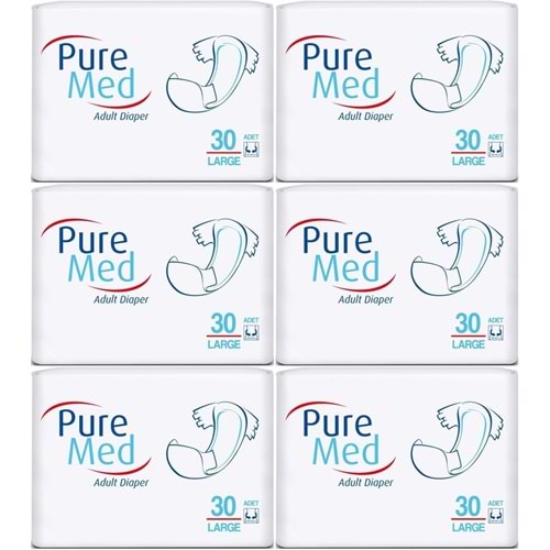 Puremed Yetişkin Bezi Bel Bantlı Tekstil Yüzey L - Büyük - Large 180 Adet (6PK*30)