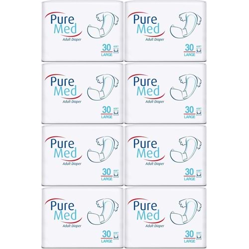 Puremed Yetişkin Bezi Bel Bantlı Tekstil Yüzey L - Büyük - Large 240 Adet (8PK*30)