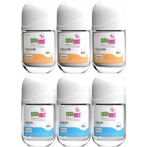 Sebamed Roll-On 50ML Balsam Hassas/Sensitive + Roll-On 50ML Fresh (Karma 6 Lı Set)