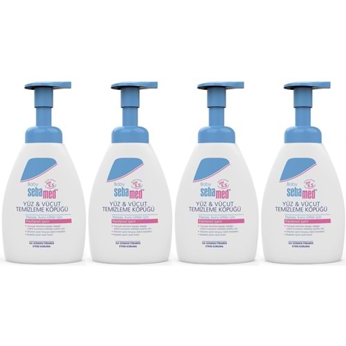 Sebamed Bebek Şampuanı Yüz ve Vücut Köpüğü 400ML (pH 5.5 Yenidoğan Hassas Cilt) (4 Lü Set)